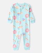Toddler Girl Donuts DreamPlush Long-Sleeve Snug Fit 1-Piece Pajamas - Blue, image 1 of 3 slides