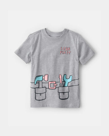 Toddler Boy 'I Can Fix It' Construction Graphic Tee - Grey, 