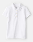 Kid Pique Uniform Polo Shirt - White, image 1 of 3 slides