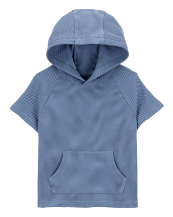 Toddler Waffle Knit Hooded Pullover - Blue, 