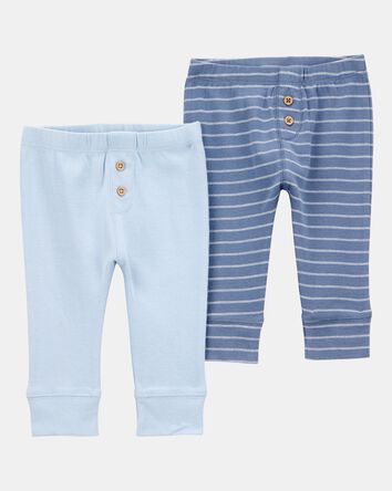 Baby Boy 2-Pack Pull-On Cotton Pants, 