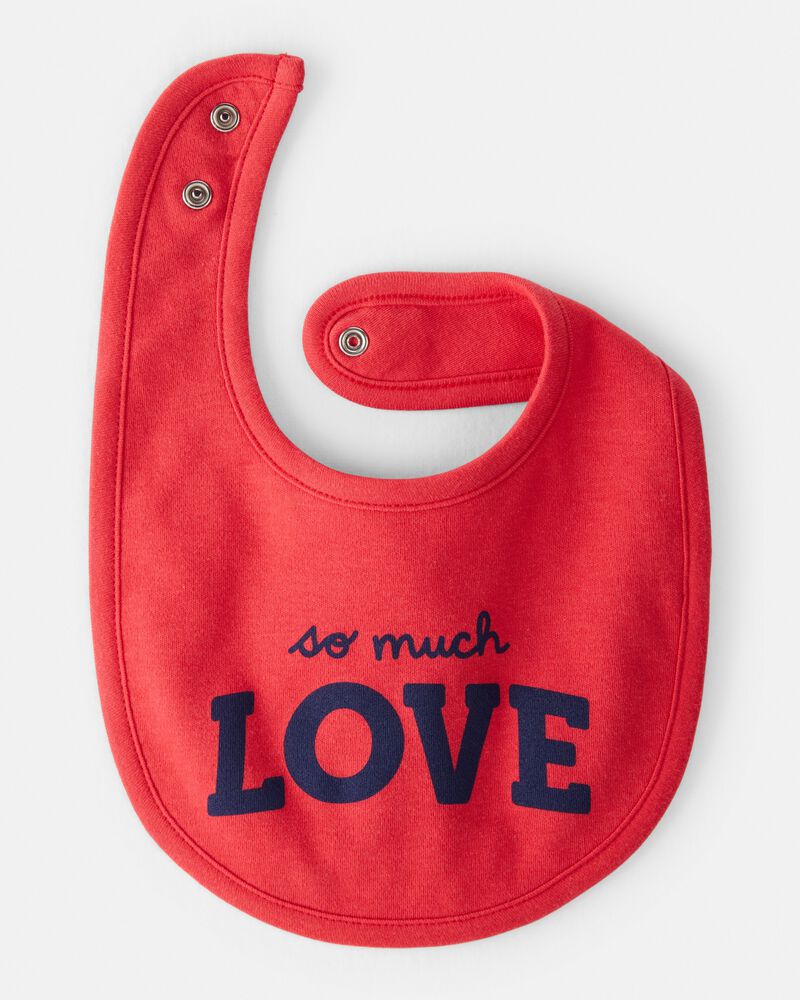 Baby Valentine's Day So Much Love Bib - Red, image 2 of 3 slides