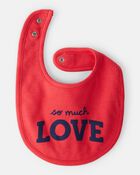 Baby Valentine's Day So Much Love Bib - Red, image 2 of 3 slides
