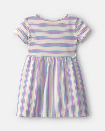 Toddler Girl Striped Short-Sleeve Dress - Purple/Ivory, 