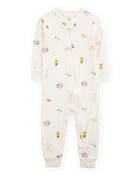 Baby Tropical Print PurelySoft Footless 1-Piece Pyjamas - Ivory, image 1 of 5 slides