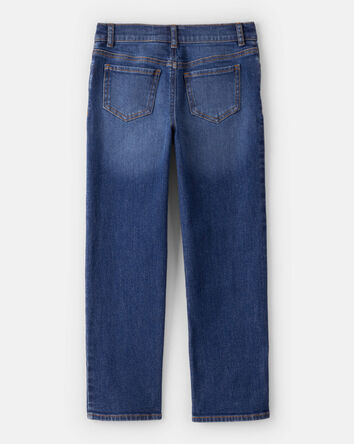 Girls Button-Front Straight Leg Jeans - Blue, 