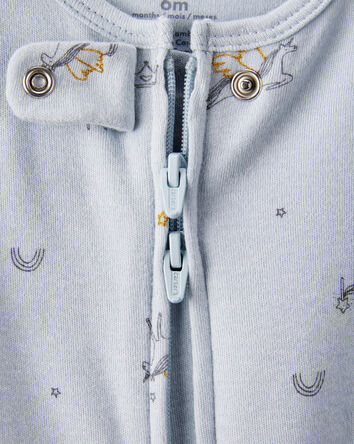 Bébé fille - Grenouillère en coton avec fermeture à glissière 2 sens motifs de licorne - Bleu, 