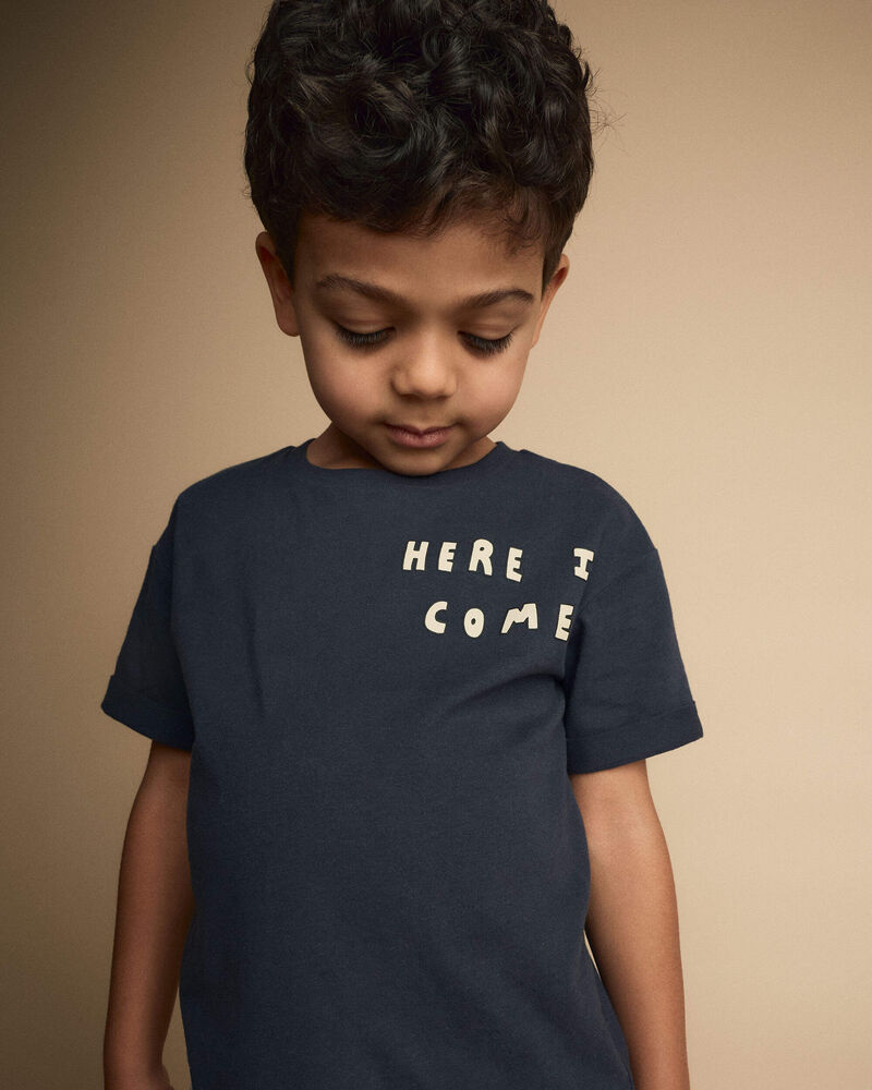 Tout-petit - T-shirt &agrave; manches roul&eacute;s &laquo;Here I Come&raquo; - Bleu marine, image 4 sur 5 diapositives