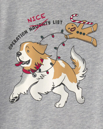 Boys Christmas Dog Long-Sleeve Graphic T-Shirt - Grey, 