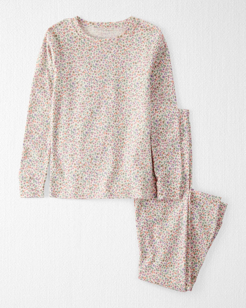 Kid Floral Print Organic Cotton 2-Piece Pyjamas, image 1 of 4 slides
