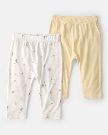 Baby 2-Pack Constellation PurelySoft Pants - White/Yellow, 