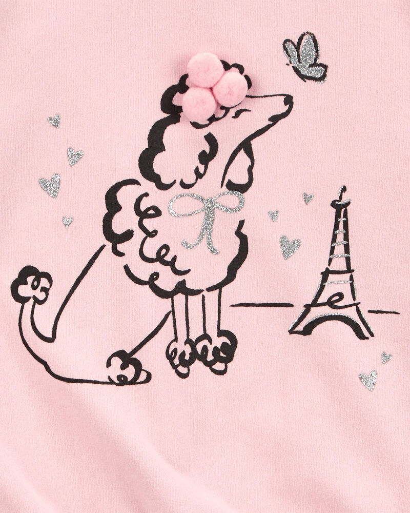 Toddler Dog Knit Long-Sleeve Fashion Top - Pink, image 2 of 3 slides