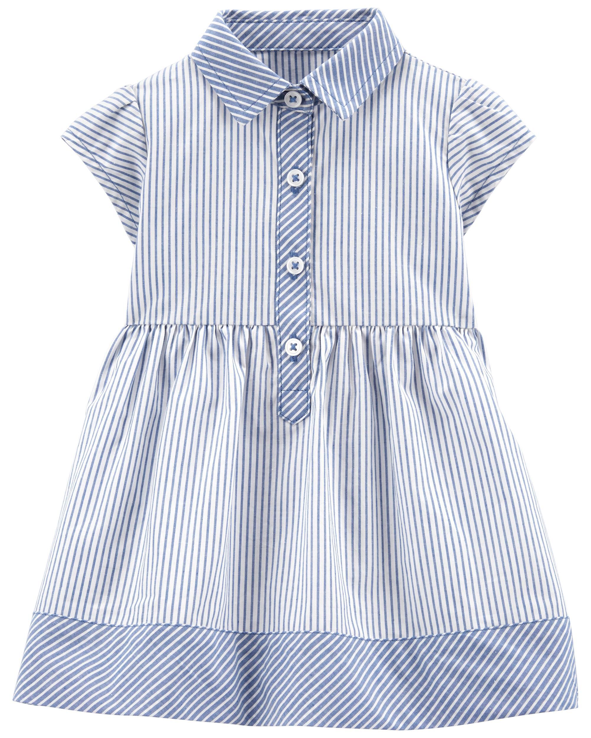 Carter's blue and top white striped dress