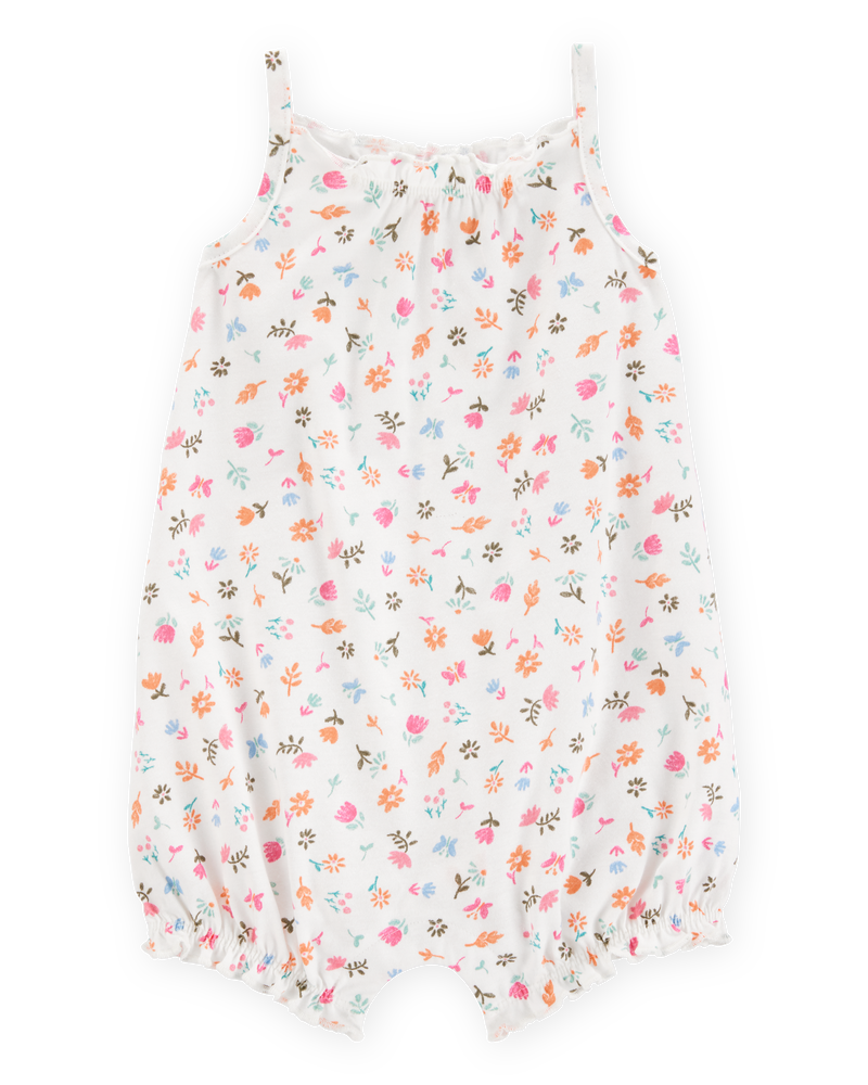 Bébé fille - Barboteuse en coton fleuri, image 1 sur 3 diapositives