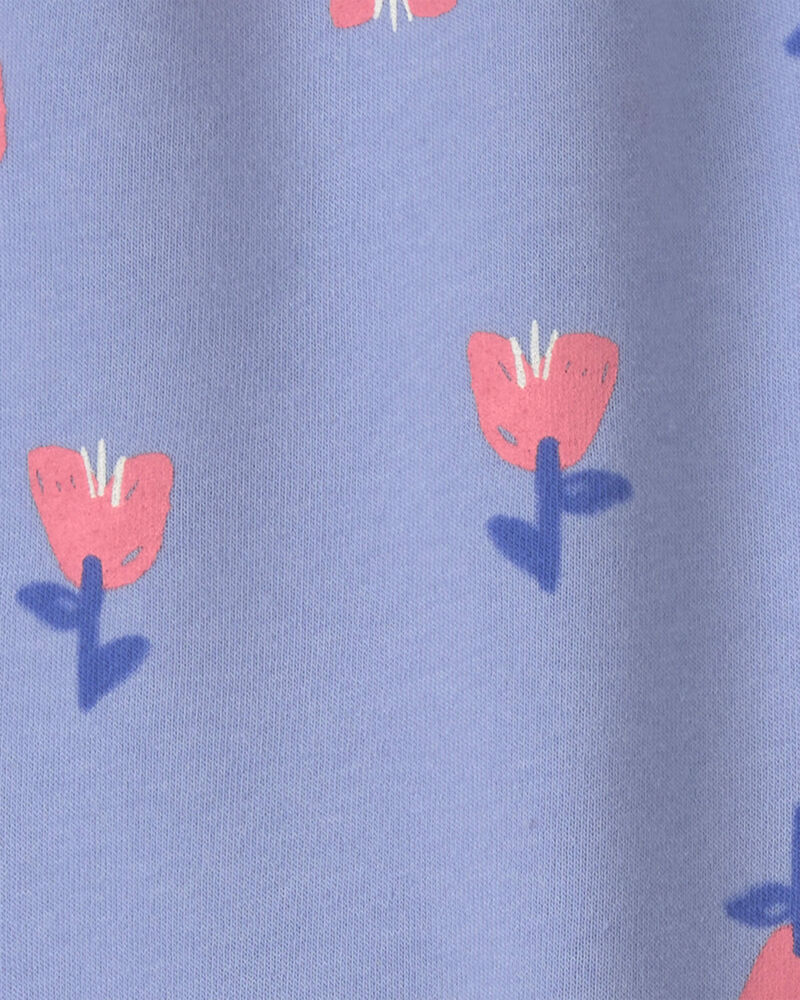 Filles - Pantalon &agrave; jambe ballon en molleton &agrave; motif floral &ndash; Bleu/Rose, image 3 sur 3 diapositives
