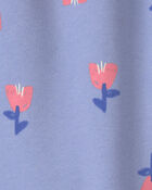 Filles - Pantalon &agrave; jambe ballon en molleton &agrave; motif floral &ndash; Bleu/Rose, image 3 sur 3 diapositives