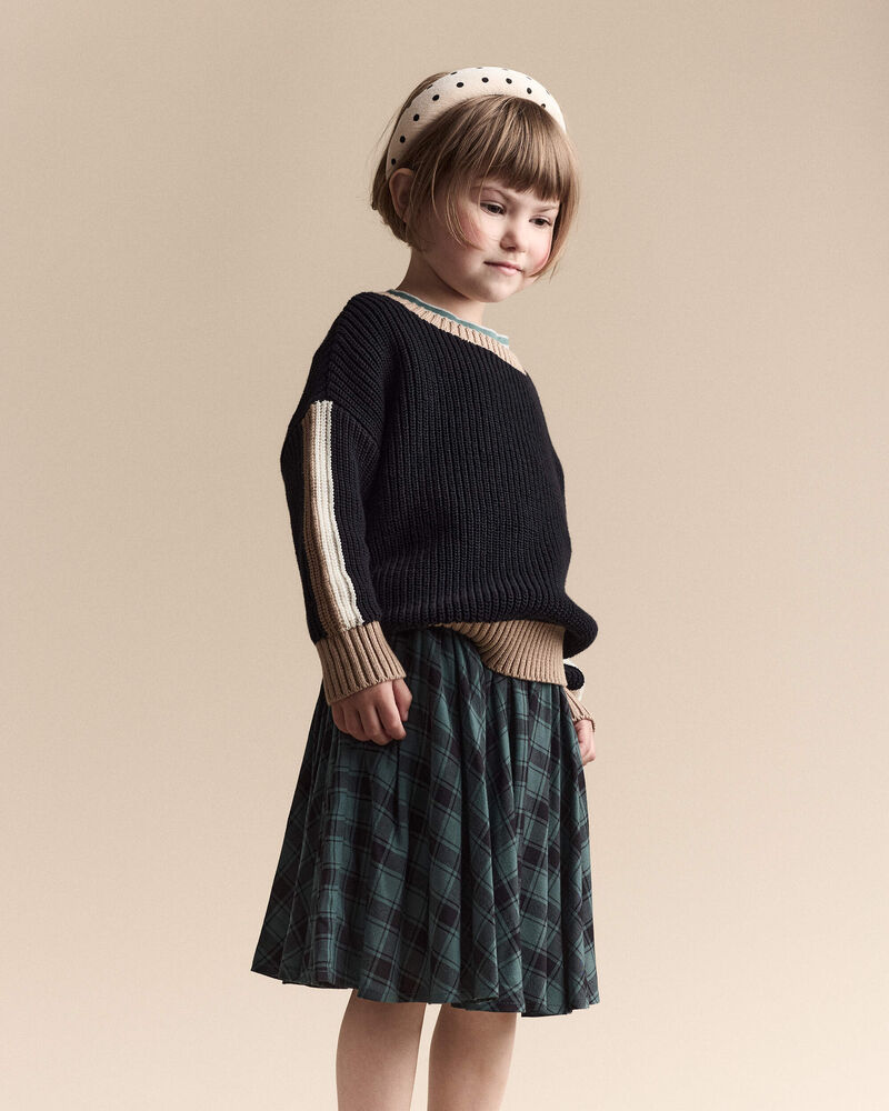 Toddler Girl Avenue Twirl&trade; Midi Skirt in Plaid - Green/Black, image 1 of 7 slides
