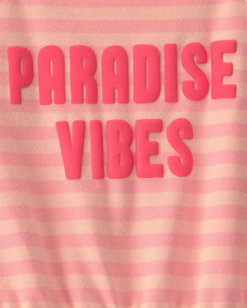 Girls 'Paradise Vibes' French Terry Romper - Pink, image 3 of 4 slides