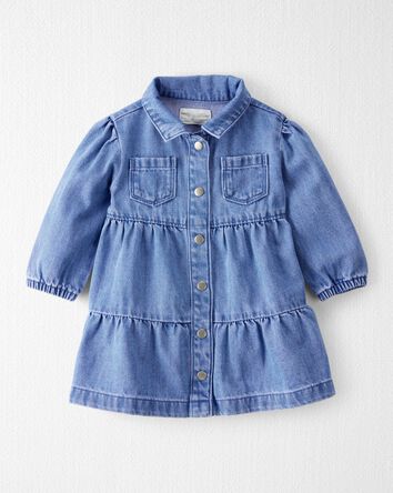 B&eacute;b&eacute; fille - Robe en denim en coton biologique, 