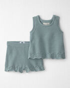 Baby Girl 2-Piece Organic Cotton  Knit Top & Short Set, image 1 of 5 slides