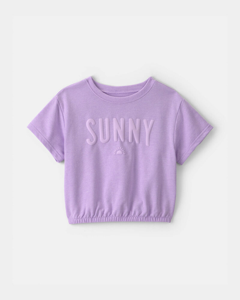 Girls 'Sunny' French Terry Top - Purple, image 1 of 4 slides