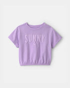 Girls 'Sunny' French Terry Top - Purple, image 1 of 4 slides