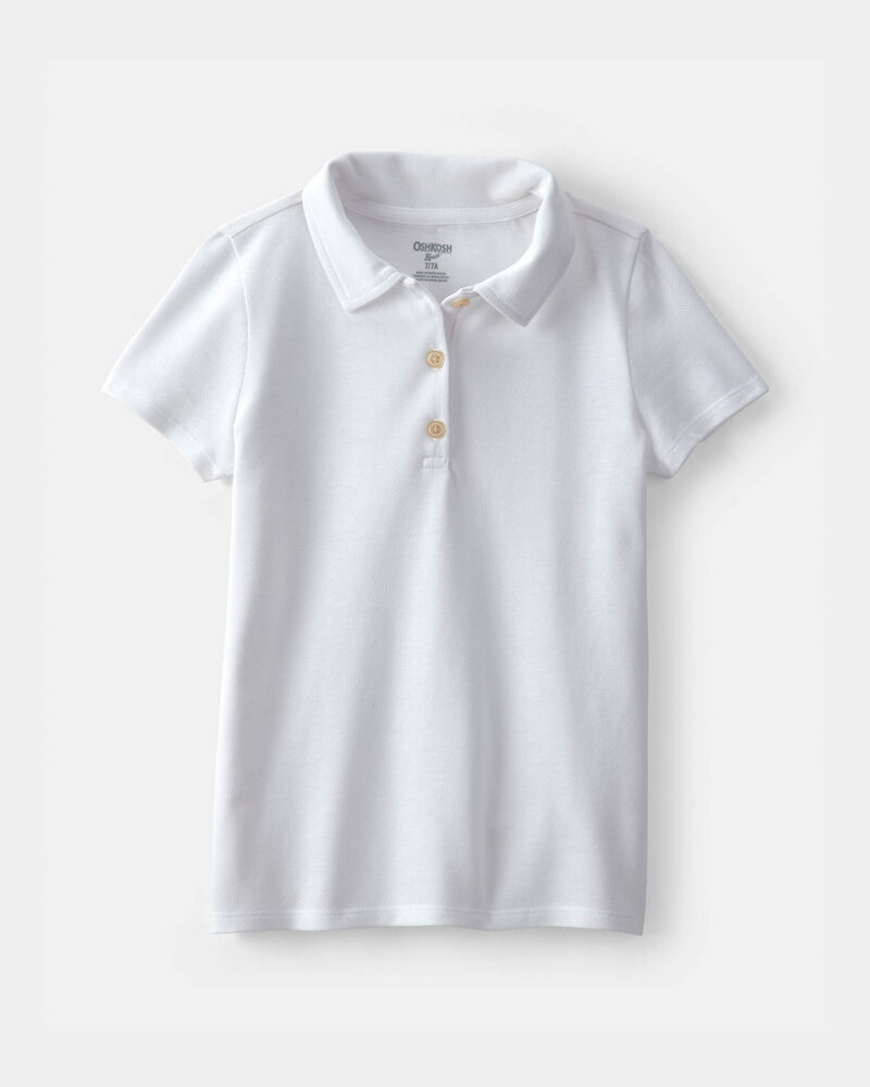 Filles - Polo d&rsquo;uniforme en piqu&eacute; - Blanc, image 1 sur 2 diapositives
