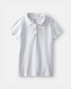 Filles - Polo d&rsquo;uniforme en piqu&eacute; - Blanc, image 1 sur 2 diapositives