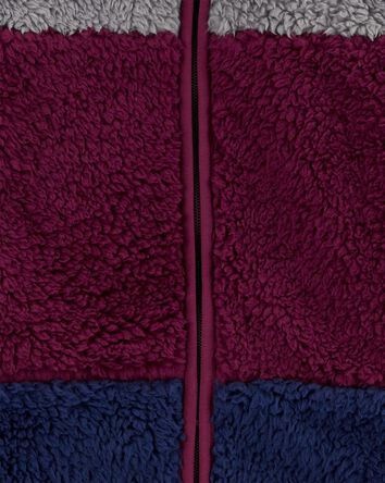 Kid Colourblock Fleece Knit Jacket - Red, 