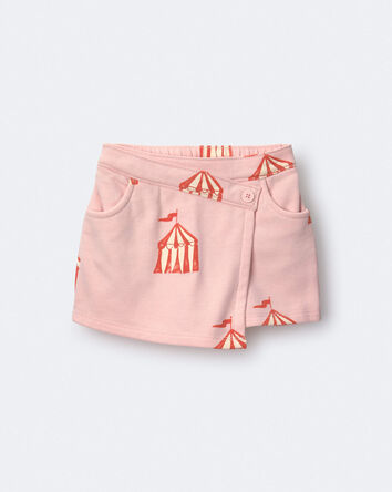 Toddler Girl Asymmetrical Skort in Big Top Print - Light Pink, 