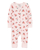 Baby Girl Watermelon 2-Way Zip PurelySoft Footless Sleeper, image 1 of 7 slides