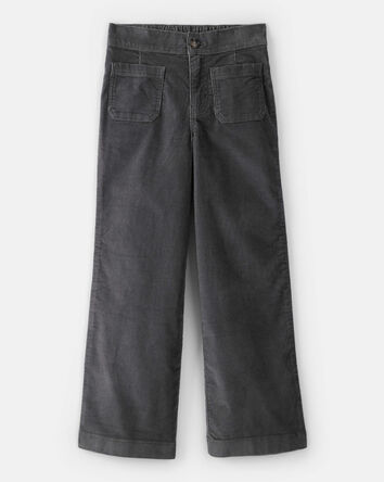 Girls Corduroy Wide-Leg Pants - Grey, 
