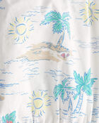 Baby Girl Palm Tree Sleeveless Romper - White, image 3 of 4 slides