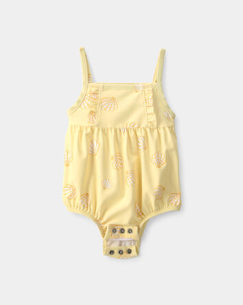 Baby Girl 1-Piece Shell Swimsuit - Yellow, 