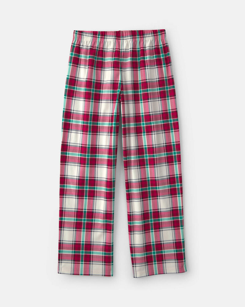 Kids Christmas Plaid Fleece Loose Fit Pyjama Bottoms - Red/Green, image 2 of 4 slides