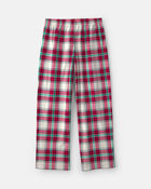 Kids Christmas Plaid Fleece Loose Fit Pyjama Bottoms - Red/Green, image 2 of 4 slides