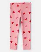 Toddler Girl Heart Pull-On Stretch Leggings - Pink, image 1 of 4 slides