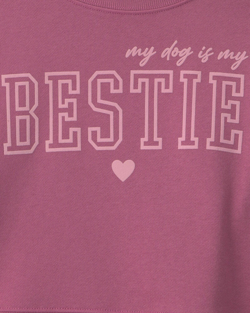 Filles - Chandail manches longues en jersey bouclette &agrave; motif &laquo;Bestie&raquo; - Rose, image 2 sur 2 diapositives