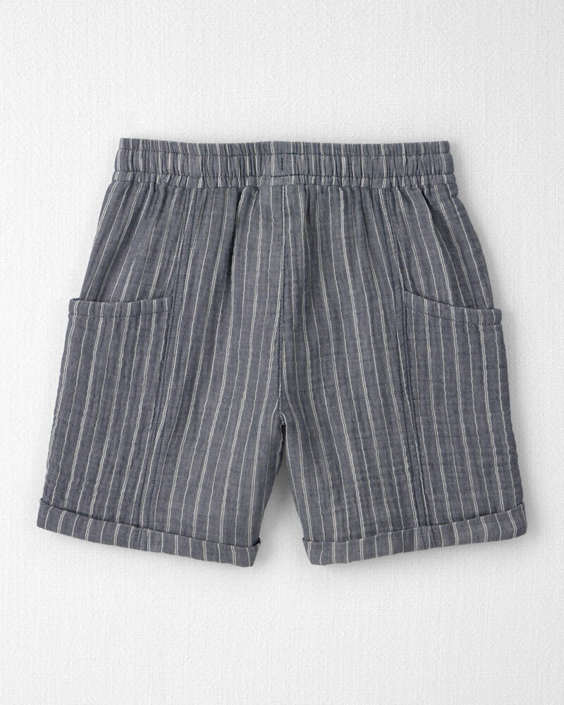 Boys 2-Piece Organic Cotton Gauze Short Set in Cream, image 3 of 7 slides