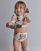 Tout-petit fille - Maillot dermoprotecteur &agrave; manches longues et demi-fermeture &agrave; glissi&egrave;re, imprim&eacute; verger de cl&eacute;mentines - Cr&egrave;me, image 1 sur 6 diapositives