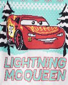 Toddler Boy Cars Lightning McQueen Christmas Sweater - Blue/Red, image 2 of 2 slides