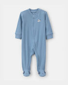 Baby Puppy Cotton 2-Way Zip Sleeper - Blue, image 1 of 5 slides