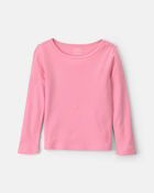 Girls Long-Sleeve Rib Top - Pink, image 1 of 3 slides