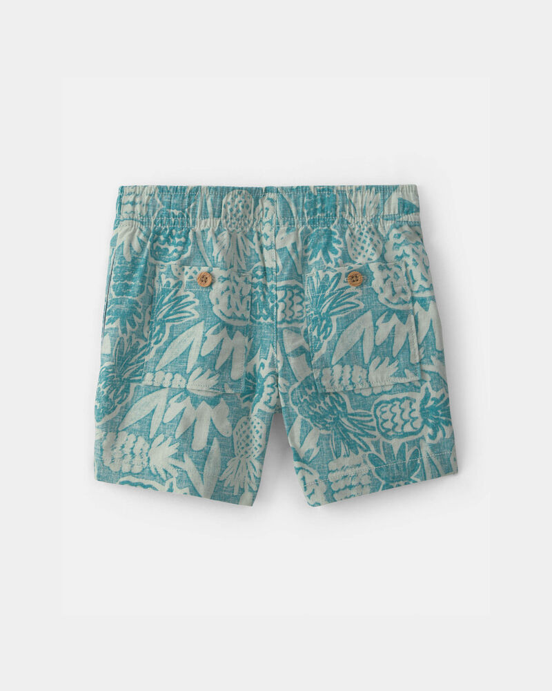Tout-petit gar&ccedil;on - Short en lin &agrave; motif ananas - Bleu, image 2 sur 3 diapositives