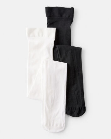 Filles - Emballage de 2 paires de collants &ndash; Noir/Blanc , 