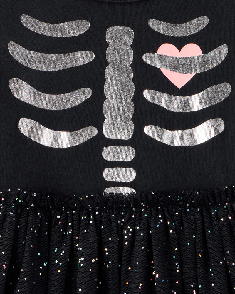 Toddler Halloween Skeleton Tulle Dress, image 3 of 4 slides