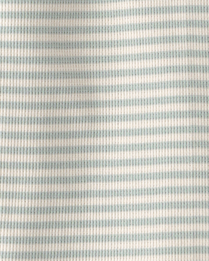 Toddler Girl 2-Piece Organic Cotton Waffle Knit Top & Short Set in Stripes, image 4 of 5 slides