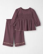 Baby Girl 2-Piece Organic Cotton Smocked Top & Pant Set, image 1 of 6 slides
