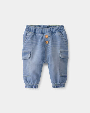 Baby Boy Denim Cargo Pocket Jogger - Light Wash, 