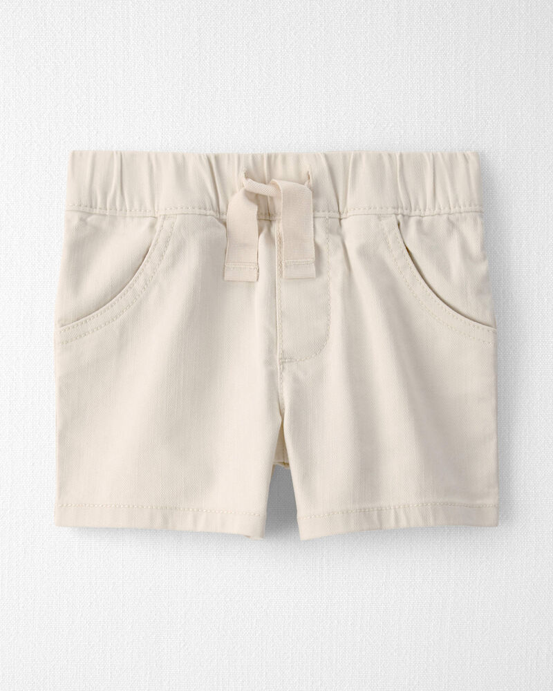 Toddler Boy Organic Cotton Shorts in Cream, image 1 of 5 slides